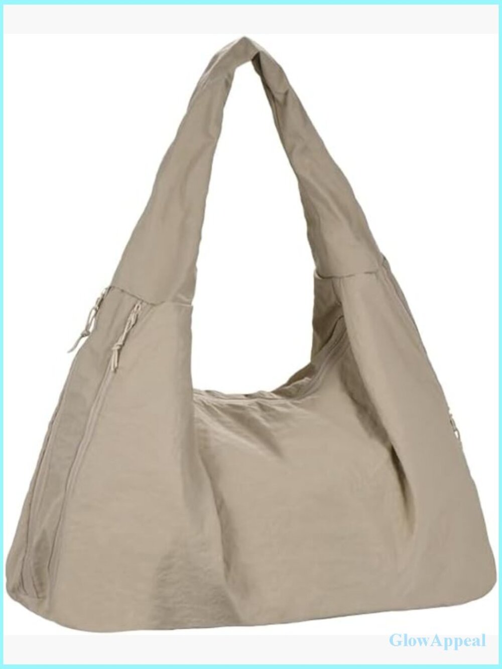 Large Slouchy Nylon Hobo Crescent Shoulder Tote Bag Casual Shopper Handbag Gym
